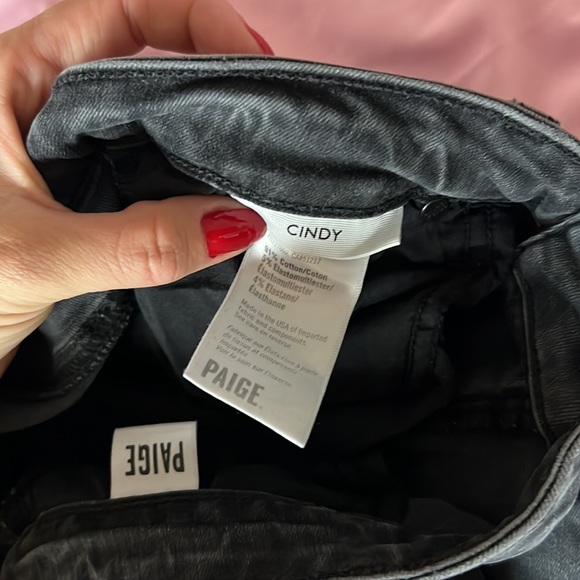 Paige Grey Black Cindy Raw Hem Straight Leg Jeans - Picture 5 of 5